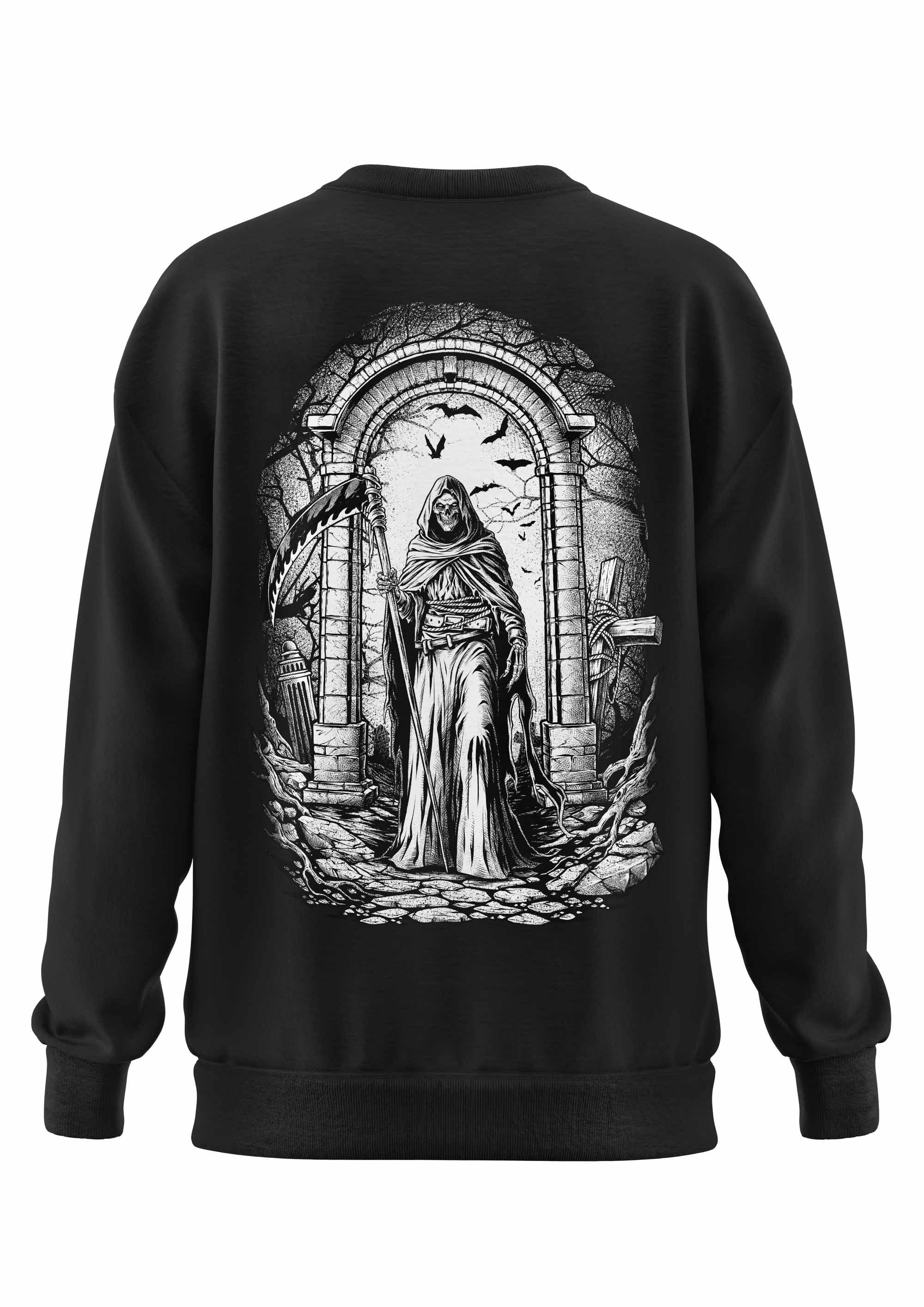 Schweres Unisex-Sweatshirt THE DEATH mit Grim Reaper-Motiv